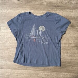 Hollister Ribbed Nautical Graphic Baby Tee — “Capri Sailing Club”